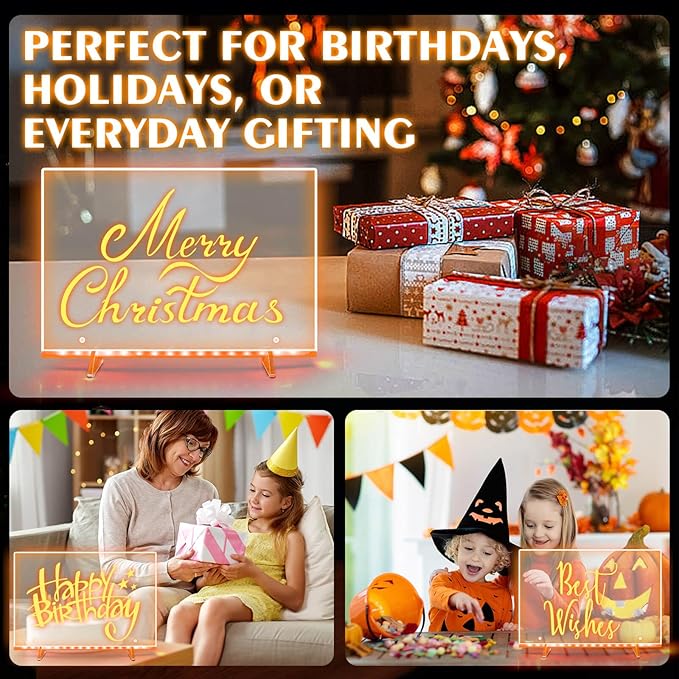 Dolanus LED Drawing Board for Kids - Doodle Glow, lumiboard, Note Board with 7 Colors 4 Modes Lights, Birthday Gift for 8 9 10 11 12 Year Old Girls Kids Teen Boys, Include Adapter, 7 Markers-CubbioJoy