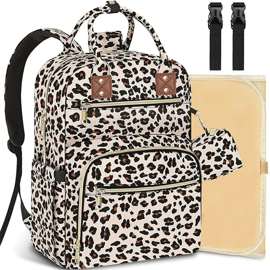 Baby Diaper Bag Backpack Travel Diaper Bags for Baby Girl Boy Large Capacity Baby Bag Backpack for Women Leopard Print-CubbioJoy