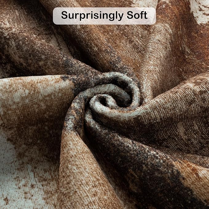 Kelarea Living Room Rug, 9x12 Rug Modern Abstract Washable Rugs, Brown Vintage Low Pile Carpet, Non Slip Large Rugs for Bedroom, Dining Room, College Dorm, Home Office-CubbioJoy