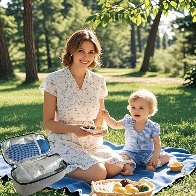 Insulated Breastmilk Cooler Bag with 2 Ice Packs - Breastmilk Cooler Organizer Bag for Daycare, Breastfeeding Mom Travel Outdoor-CubbioJoy