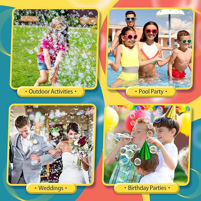 2 Pack Bubble Guns for Kids, Rechargeable LED Light Up Graffiti Bubbles Machine Blower with 2 Bottles Refill Solution for Kids 4-8, Bubble Makers Blaster for Toddlers-CubbioJoy