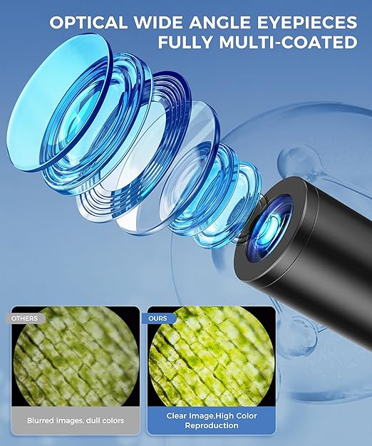 Compound Microscope for Adults & Kids - 100X-2000X High-Power Biological Microscope for Students, School Lab & Home Education, with Slides Set & Phone Adapter (White)-CubbioJoy