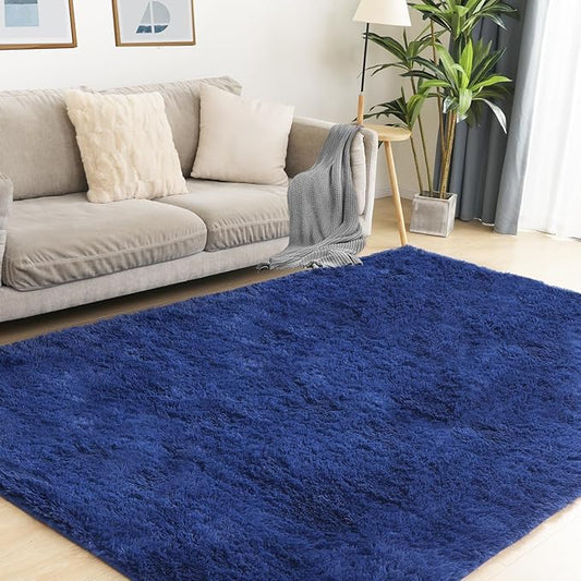 4x6 Blue Rug, Area Rugs for Living Room, Soft Plush Area Rugs for Bedroom, Non-Slip Indoor Carpet for Nursery, Study Room, Playroom, Home Decor-CubbioJoy