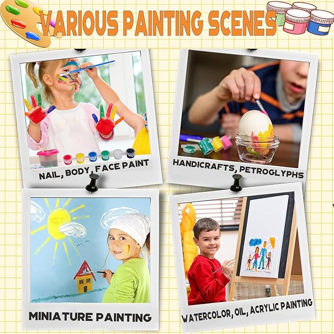 280 Pcs Washable Acrylic Paint for Kids Arts and Crafts, 20 Gouache Watercolor Paint Sets of 12 Colors for Party Classroom Painting Supplies, 20 Flat and 20 Pointed Brushes-CubbioJoy