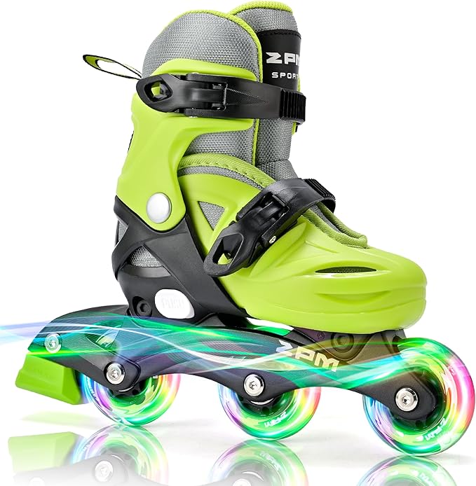 2PM SPORTS Inline Skates with Light Up Wheels, Roller Skates Blades for Boys Girls Kids Ages 5-8 8-12 4-6 6-12, Size Adjustable Beginner Blades Roller Skates-CubbioJoy