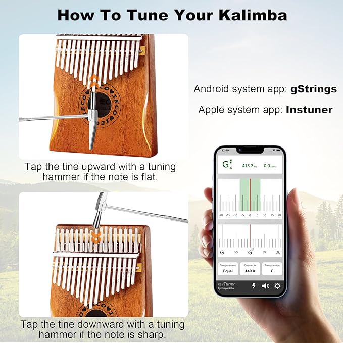 Kalimba Thumb Piano 17 Keys Portable Finger Piano Marimba Music Gifts for Adults Kids-CubbioJoy