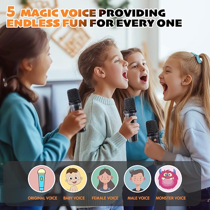 Karaoke Machine for Kids & Adults, Portable Bluetooth Mini Karaoke Speaker with 2 Wireless Microphone and Lights, Birthday Gifts for Girls & Boys, Toys for Girls, Family Home Party (Black)-CubbioJoy