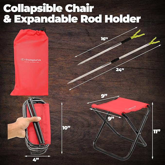 DaddyGoFish Kids Fishing Pole - Rod Reel Combo Tackle Box Starter Set - First Year Small Gear Kit for Boys Girls Toddler Youth Age Beginner Little Children-CubbioJoy