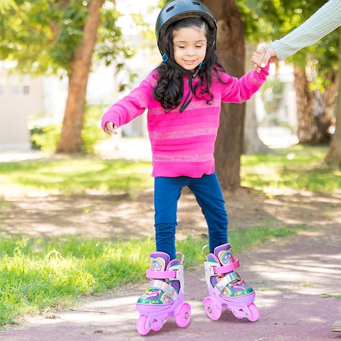 4-Pejiijar Rainbow Unicorn Kids Roller Skates for Girls Toddler Ages 2-4 5-8 8-12,Adjustable Roller Shoes with Luminous Wheels for Birthday Xmas Gifts-CubbioJoy