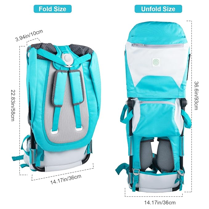 Baby Hiking Backpack Carrier with Rain Cover Sun Shade - Safe Backrest & Ergonomic Seat for Toddlers - Holds Up to 40 Pound - 6 Months to 3 Years-CubbioJoy