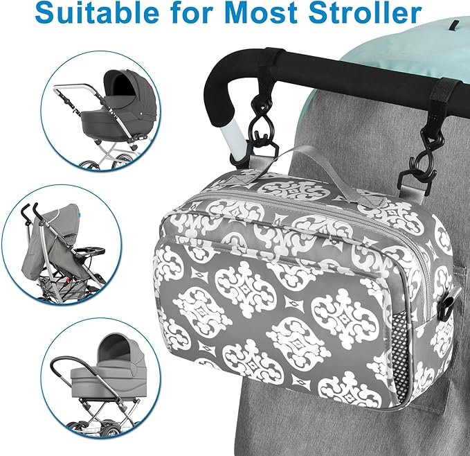 Accmor Stroller Organizer, Universal Stroller Organizer with Insulated Cup Holder Pocket, Dual Purpose Large Capacity Stroller Bag Caddy, Stroller Accessories Fits for Uppababy, Doona, Nuna Strollers-CubbioJoy