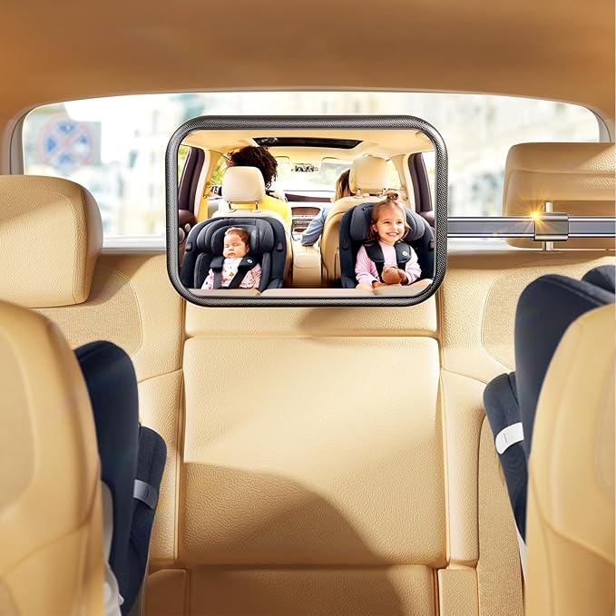 Baby Car Mirror, Stretchable 360° Caring Baby Mirror for Car Seat Rear Facing Seat Infant Shatterproof, Baby Essentials for Newborn, Crash Tested and Certified-CubbioJoy