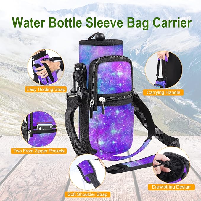25/32/40/64oz Water Bottle Bag Holder Carrier-Insulated Crossbody Sling Case Sleeve with Strap & Pockets for Men Women Gym Cycling Travel Walking Hiking Camping-CubbioJoy