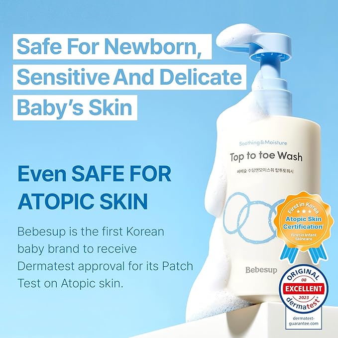 BEBESUP- 베베숲 Head to Toe Wash Baby Shampoo | Korean Skincare for Sensitive & Atopic Skin Organic Rice Cera Biome Hypoallergenic Coconut-Derived Cleanser Head to Toe Use 10.14 fl oz-CubbioJoy