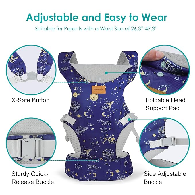 Baby Carrier Newborn to Toddler, Ergonomic Adjustable Toddler Carriers for 7-66 Lbs, Cozy Lightweight Infant Carrier with Neck Support, Baby Holder Carrier with Lumbar Support for Mom Dad-CubbioJoy