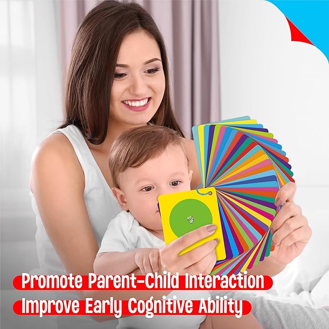 Color & Shape Flashcards, 50 Double-Sided Cards (30 Colors & 20 Shapes) Colorful Cards Educational Learning Tools for Preschool and Toddlers (3 Reclosable Rings Attached)-CubbioJoy