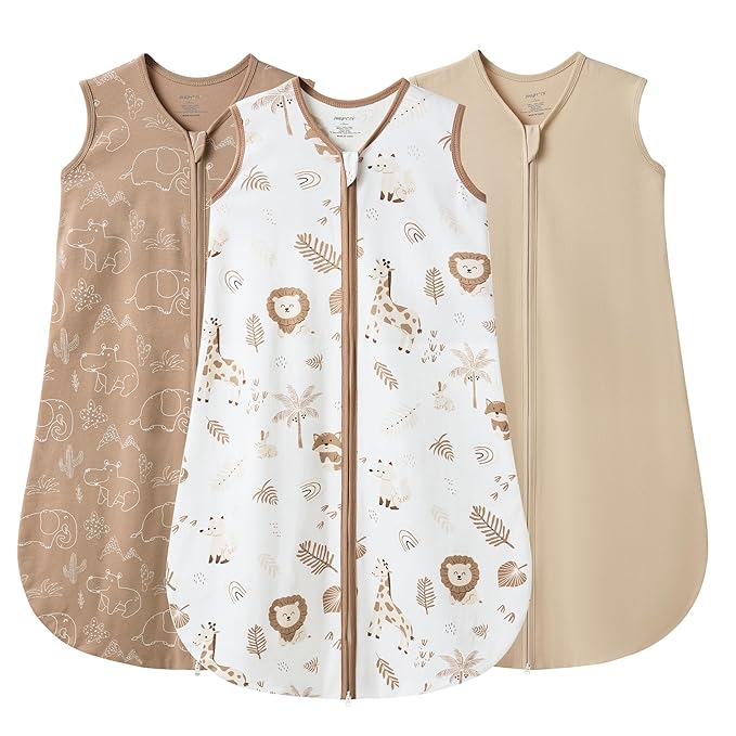 JELLYMONI Baby Sleep Sack 12-18 Months 0.5 Tog Wearable Blanket for Baby, 100% Cotton 3 Pack Infant Toddler Sleeping Sack Lightweight Soft 2-Way Zipper Sleepsack-CubbioJoy