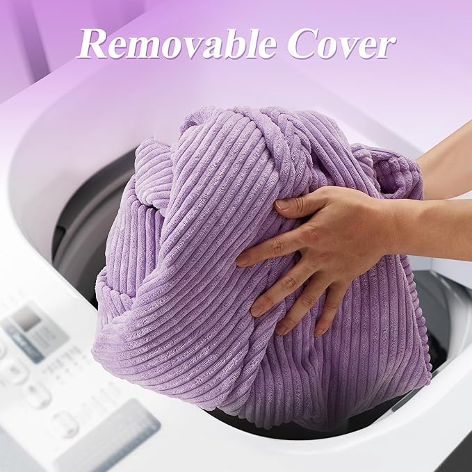 3.5FT Bean Bag Chairs Teardrop Bean Bag Chair for Adults Beanbag Chair with Memory Foam Filled Machine Washable Cover for Living Room, Bedroom (Large,Purple)-CubbioJoy