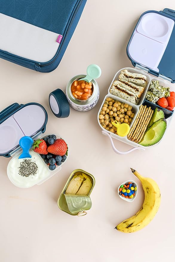 b.box Snack Box for Kids & Toddlers: 2 Compartment Snack Containers, Mini Bento Box, Lunch Box. Leak Proof, BPA free, Dishwasher safe. School Supplies. Ages 4 months+ (Indigo Rose, 12oz capacity)-CubbioJoy