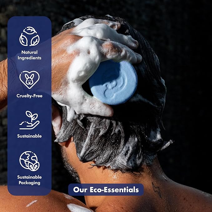 Argan Oil + Bamboo Extract 3-in-1 Shampoo Bar for Men - For Hair, Beard & Body - Deep Clean, Nourishing & Frizz Control - Natural, Paraben & Sulfate-Free - Made in USA - 4.5oz (Pack of 2)-CubbioJoy