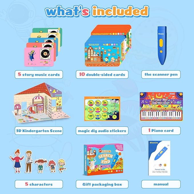 Interactive Search and Find Activity Books for Kids Ages 3-5, Toddler Travel Games Toys for Car Airplane, Road Trip Activities for Kids 4-8, Educational Preschool Learning Toys Gift with a Talking Pen-CubbioJoy