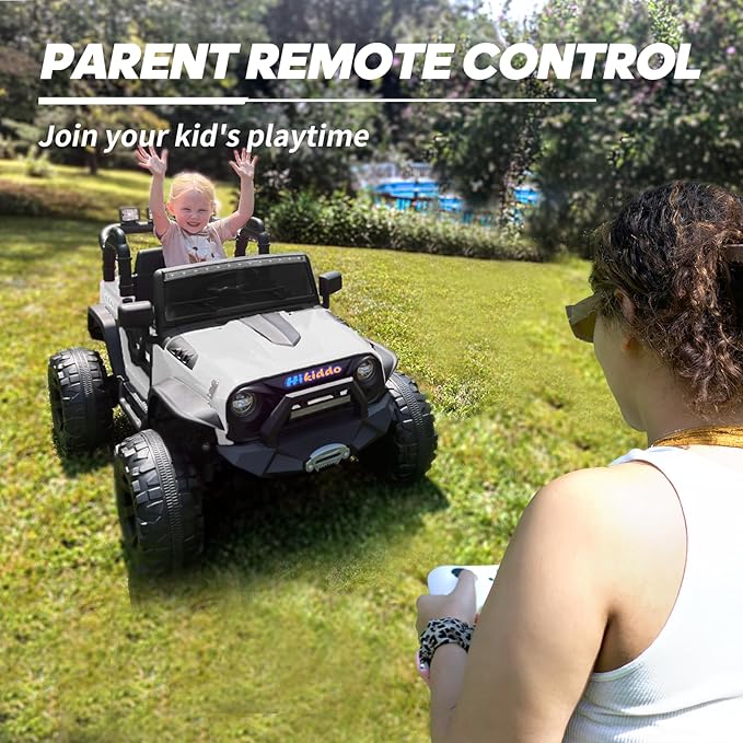 24V 9Ah Ride on Toy for Big Kids, 4WD 2 Seater Ride on Car Truck with Remote Control, 4x200W Motor - White-CubbioJoy