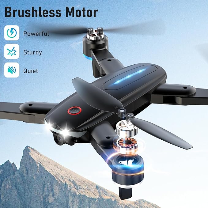 Drone with Camera, 1080P HD FPV Foldable Drone with Brushless Motor Optical Flow, One Key Take Off/Land, 360° Flip, Waypoint Fly, Gesture Selfie, 2 Batteries, Mini Drones for Kids 14+-CubbioJoy