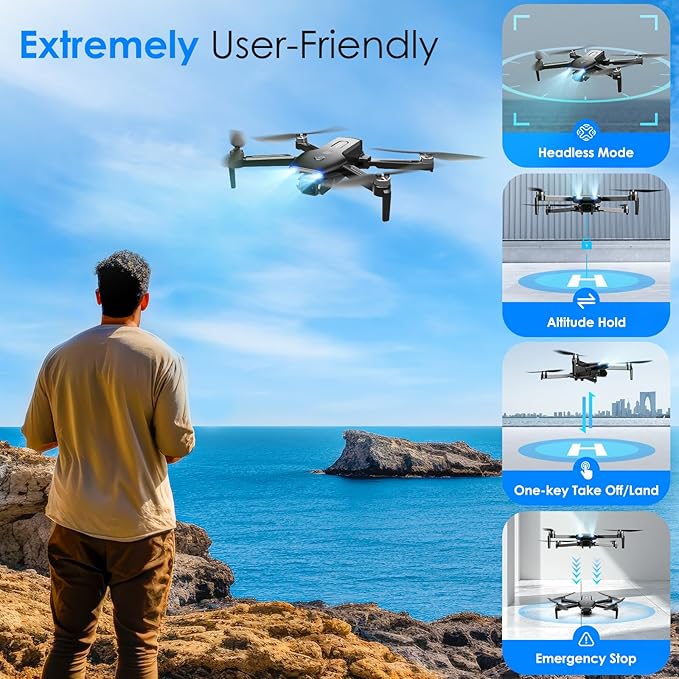 Drone with Camera, 1080P FPV Foldable Drone with Brushless Motor, One Key Take Off/Land, Altitude Hold, 360° Flip, Gravity Control, 2 Batteries, 3 Speeds Mini Drone for Kids Beginners-CubbioJoy