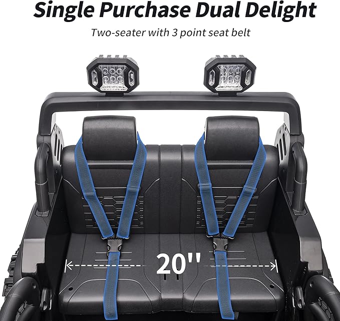 2 Seater Ride on Car Truck, 12V Kids Electric Ride on Toy for Big Kids Age 3-8 w/Remote Control- Black-CubbioJoy