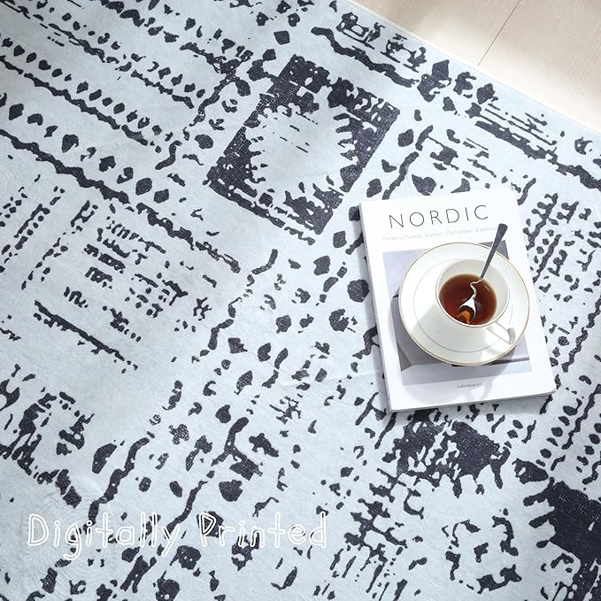 Door Mat Indoor Entrance 2x3 Rug Machine Washable Boho Moroccan Small Area Rug Non-Slip Low Pile Throw Rugs for Entryway, Kitchen, Front Door Indoor Entrance,Kids Room (Black and White)-CubbioJoy