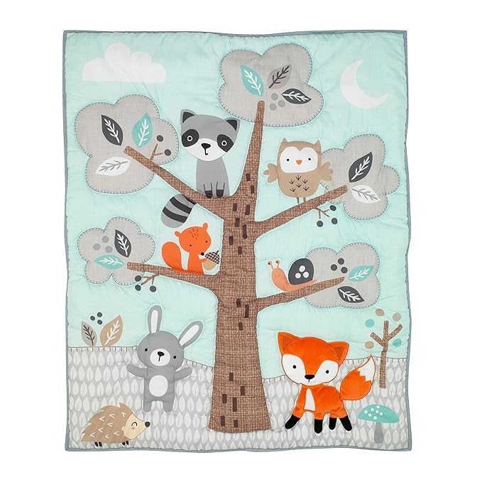Bedtime Originals Woodland Friends Animals Mint/Gray 5-Piece Crib Bedding Set-CubbioJoy