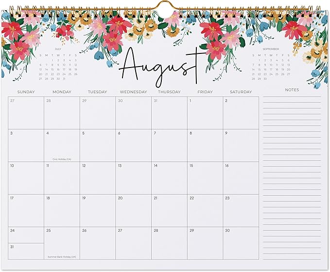 2025-2026 Calendar, Jokotha Wall Calendar 2025, Calendar Runs From Aug 2025 - Dec 2026, 15" x 12", Twin-Wire Binding, Hanging Hook, Floral Design-CubbioJoy