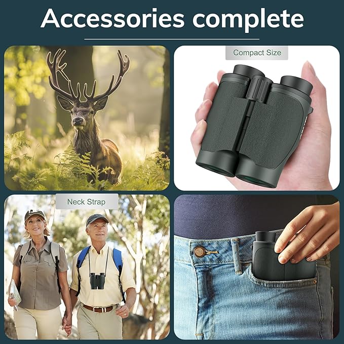 20x32 Compact Binoculars for Bird Watching - OPAITA High Powered Small Binoculars for Adults Kids with Low Light Vision for Hunting Cruise Trip Travel Concert Hiking Green-CubbioJoy