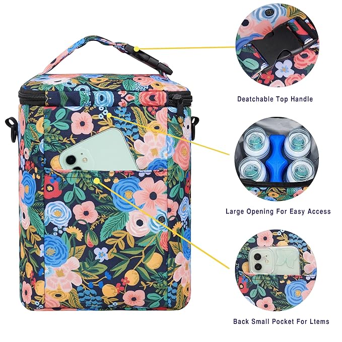 Breastmilk Cooler Bag with Ice Pack Fits 4 Baby Bottles Up to 9 Ounce Insulated Baby Bottle Bag Breast Milk Cooler on The Go with Strap Baby Bottle Cooler Bag for Nursing Mom Daycare or Travel-CubbioJoy