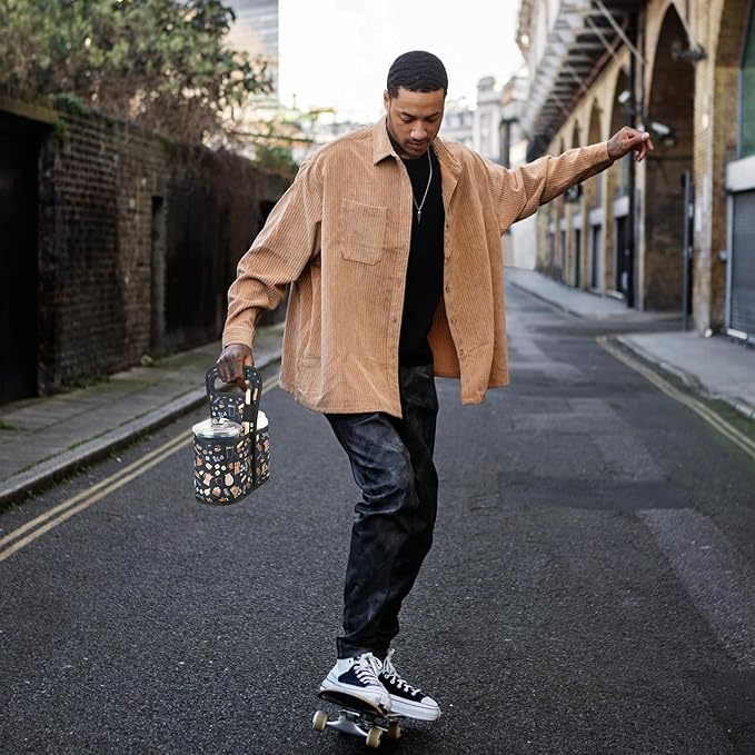 Beautyflier Drink Carrier with Handle for Delivery Reusable Insulated Coffee Cup Carrier Portable Cup Holder with Handle Organizer Tote Bag for Hot & Cold Drinks (2 Cup, Pattern3)-CubbioJoy