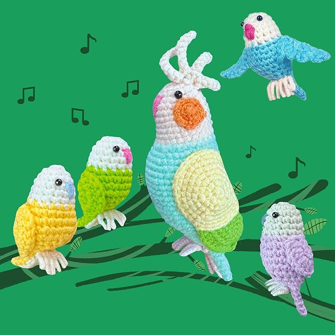 ChillFuzz Animal Crochet Kit Beginner Crochet Kit for Adults and Kids with Yarn Hook and Step by Step Instructions Relaxing DIY Gift Parrot-CubbioJoy