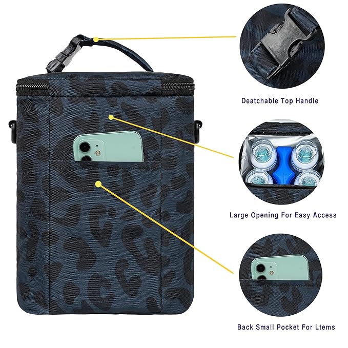 Breastmilk Cooler Bag with Ice Pack Fits 4 Bottles Up To 9 Ounce Insulated Breast Milk Cooler on the Go with Strap Baby Bottle Cooler Bag for Nursing Mom Daycare or Travel-CubbioJoy
