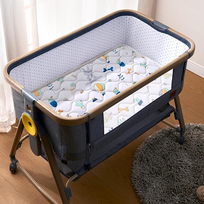 Baby Bassinet Mattress 33x 20 inches- Firm Support and Comfort Premium Foam,Noiseless and Odorless,Hypoallergenic Small Crib Mattress, Fits Moses Basket, Dual Sided with Soft Breathable Fabric-CubbioJoy