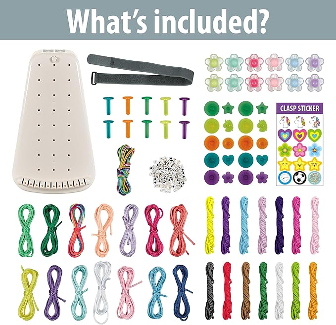 Chilpals Friendship Bracelet Making Kit for Girls,Arts and Crafts for Kids Ages 8-12,Birthday Gifts Ideas for Girl 7 8 9 10 11 Year Old - 2 in 1 Bracelets String Maker Toys Set (White)-CubbioJoy