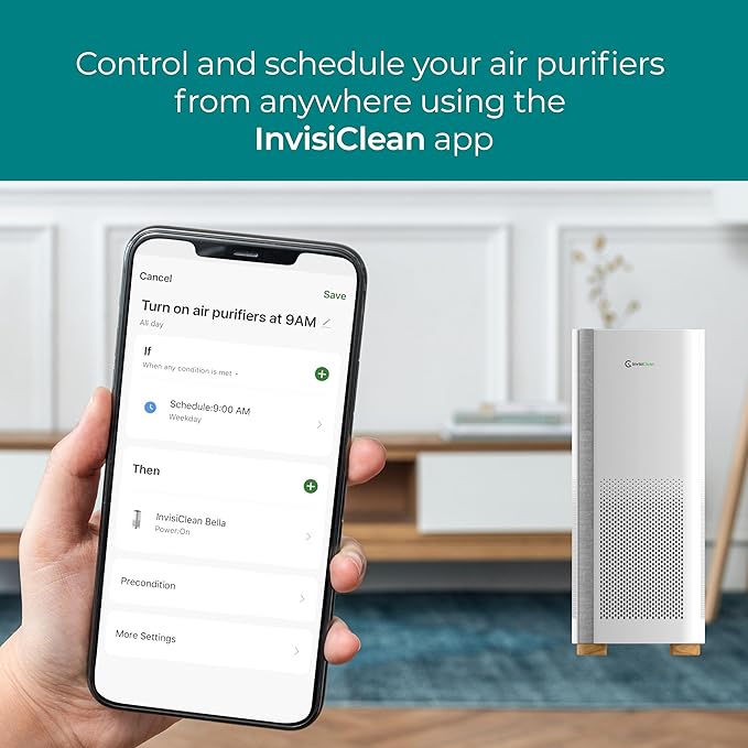 Air Purifiers for Home, Large Room Covers 1500 Ft², H13 Medical Grade True HEPA Air Filter, Ideal for Allergies, Cat, Dog, Pet, Hair, Pollen, Smoke, Dust, Bedroom Air Filter, WiFi, InvisiClean Bella-CubbioJoy