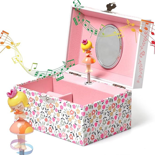 Jewelkeeper Girls Musical Jewelry Box - Durable Pine Fiberboard with Pink Lining - Kids Jewelry Box - The Beautiful Dreamer Tune - Gifts for Girls - Fairy Jewellery Box - 6x4x3.5in-CubbioJoy