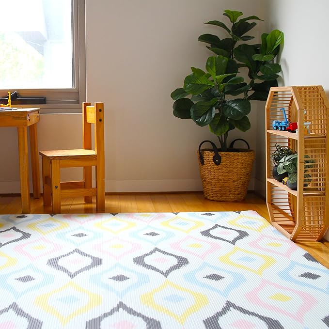 Cushmat Stylish Reversible Foam Play Mat (Large, Luxe Play - Charcoal Star) - Soft, Waterproof, Durable Play mat for Infants, Babies, Toddler, Kids & Grownup - 6.5ft x 4.5ft-CubbioJoy