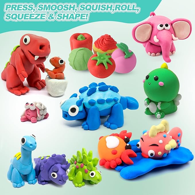 Air Dry Clay for Kids,90 Colors Modeling Model Magic Clay,DIY Molding Clay Starter Kit with Sculpting Tools,Soft and Non-Sticky,Art and Crafts for Boys & Girls 3-12 Years Old.-CubbioJoy