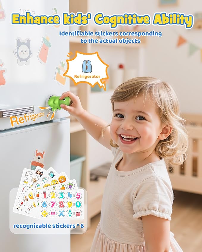 Dinosaur Talking Pen with Phonics Cards, Montessori Toys for Toddlers, Autism Sensory Interactive Toys, Educational Birthday ABC 123 Learning Set, 73PCS Flash Cards & 6 Stickers-CubbioJoy