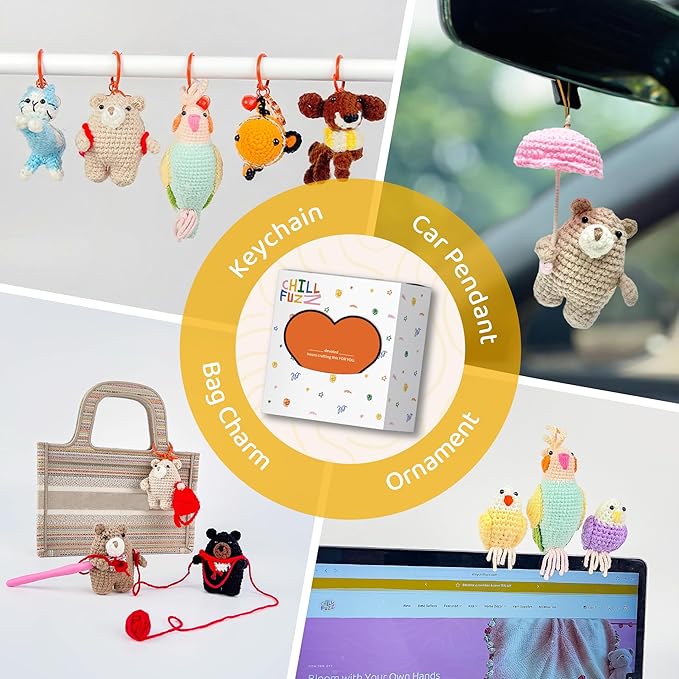 ChillFuzz Animal Crochet Kit Beginner Crochet Kit for Adults and Kids with Yarn Hook and Instructions Perfect Handmade Gift for Pet Lovers Dachshund-CubbioJoy