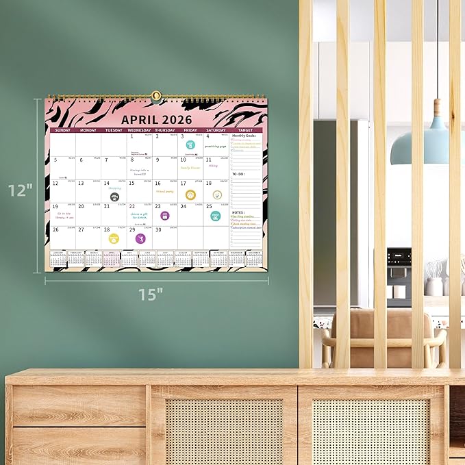 2025-2026Calendar, 18 Month Wall Calendar 2025-2026 Hanging Spiral Bound Magnetic Fridge Desk Calendars 15" x 12", Jul 2025 - Dec 2026, A- Small Rainbow-CubbioJoy