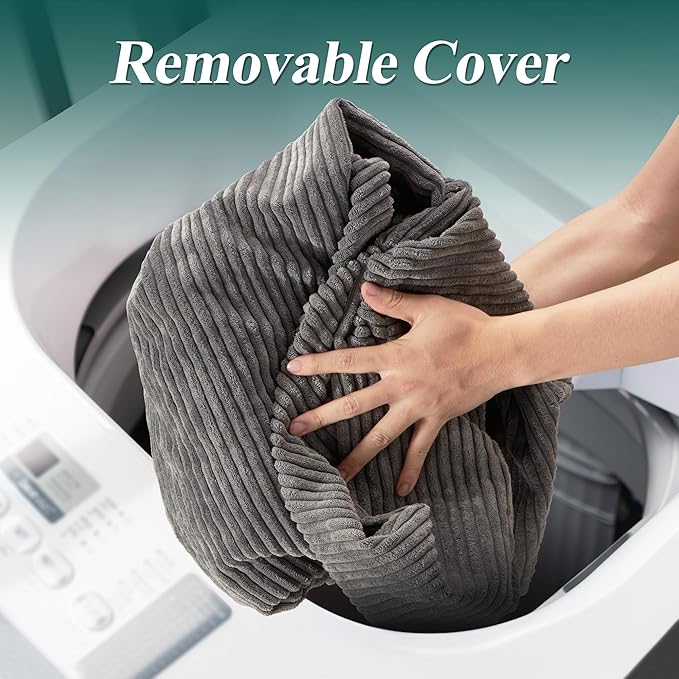 3.5FT Bean Bag Chairs Teardrop Bean Bag Chair for Adults Beanbag Chair with Memory Foam Filled Machine Washable Cover for Living Room, Bedroom (Large,Grey)-CubbioJoy