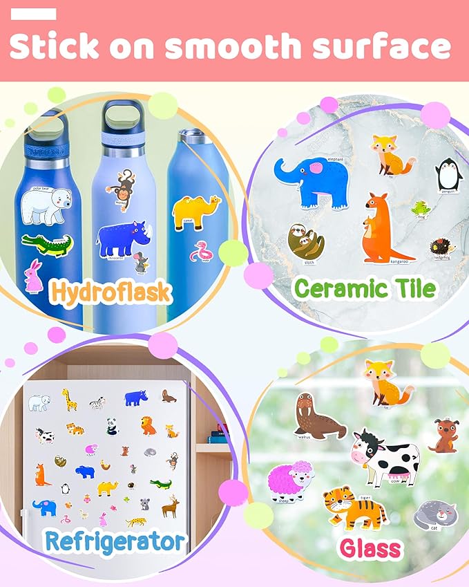 Benresive Reusable Sticker Books for Kids 2-4, Sticker Books for Toddlers 1-3 2-4, Toddler Travel Toys Activities Crafts Gifts - Animal-CubbioJoy