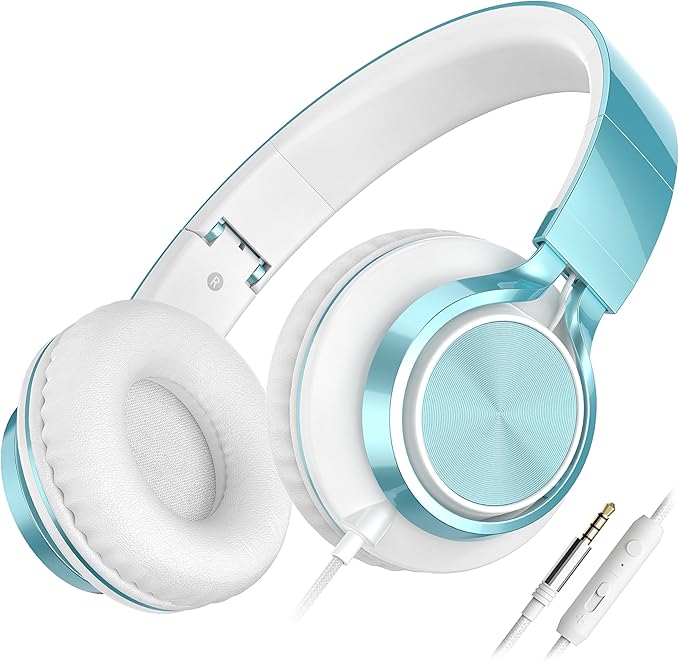 AILIHEN C8 Headphones Wired, On-Ear Headphones with Microphone and Volume Control, Corded 3.5mm Headset for Boys Girl School Smartphones Chromebook Laptop Computer Tablets Airplane Travel (Lime Green)-CubbioJoy