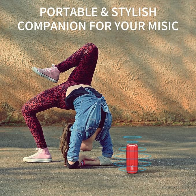 Bluetooth Speaker,MusiBaby M88 Speakers,Dual Pairing, Bluetooth 5.3,Loud Stereo Sound,Booming Bass,30H Playtime for Home& Outdoor Party,Beach,Portable Speaker,Gifts(Red)-CubbioJoy